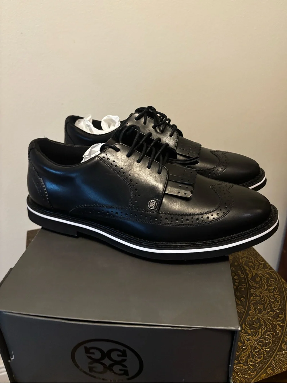 Men’s Black leather G Fore Golf Shoes